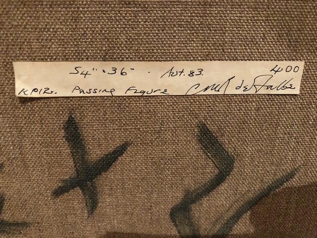 Christina Mary de la Falbe """"Passing Figure"""" 1983 Original Oil Painting on Canvas Signed - 8