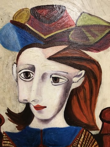 Picasso, (In the manner of) Original, rare art, Vintage, old painting, canvas, hand signed, - 2
