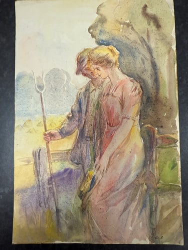 Charles. A. Sheahan (1864-1937) Original, Watercolor Drawing, Rare, Hand Signed,: Charles. A. Sheahan (1864-1937) Original, Watercolor Drawing, Rare, Hand Signed,