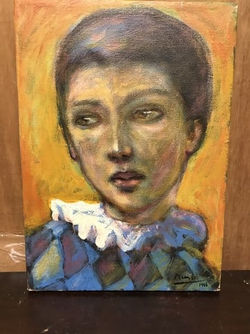 Picasso, (In the manner of) Original, rare art, Vintage, old painting, hand signed,: Picasso, (In the manner of) Original, rare art, Vintage, old painting, hand signed, approximately 26cm x 36cm. No COA No documentation and only 25 years in provenance by private Collection.