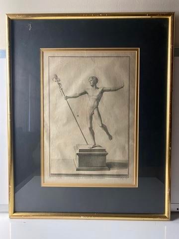 Antique, Carlo Nikki Ancient Roman Statue,18th Century, Rare Limited Edition,: Antique, Carlo Nikki Ancient Roman Statue,18th Century, Rare Limited Edition, Ancient Roman Statue, from the series "Antiquities of Herculaneum", is an original etching on paper realized