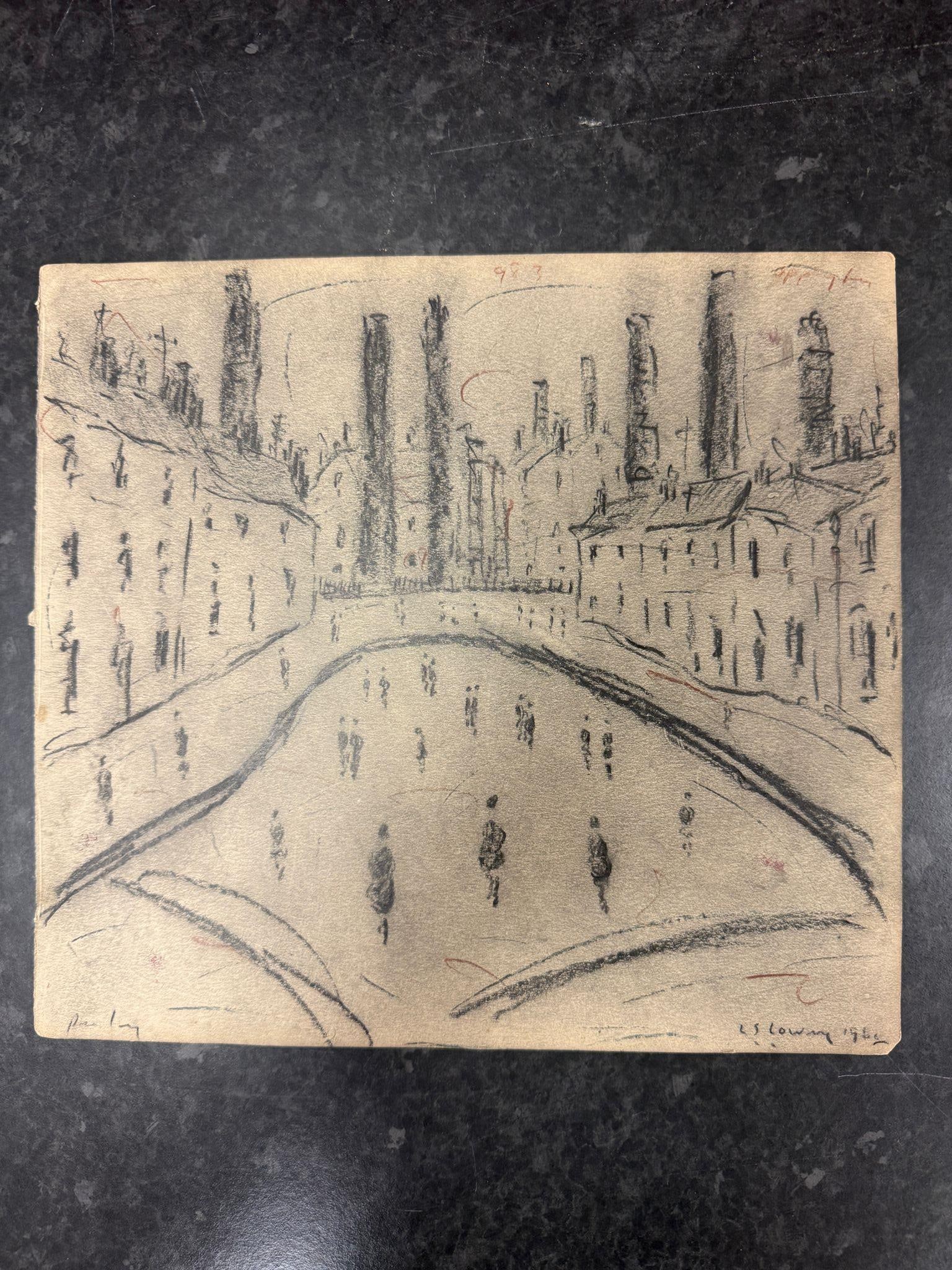 Lowry, 1962, Original, Drawing, Hand Signed, - 2
