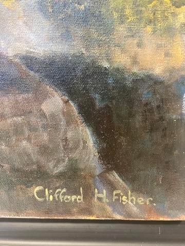 Clifford H Fisher Oil Painting Signed, 1986, Label of Authenticity - 2