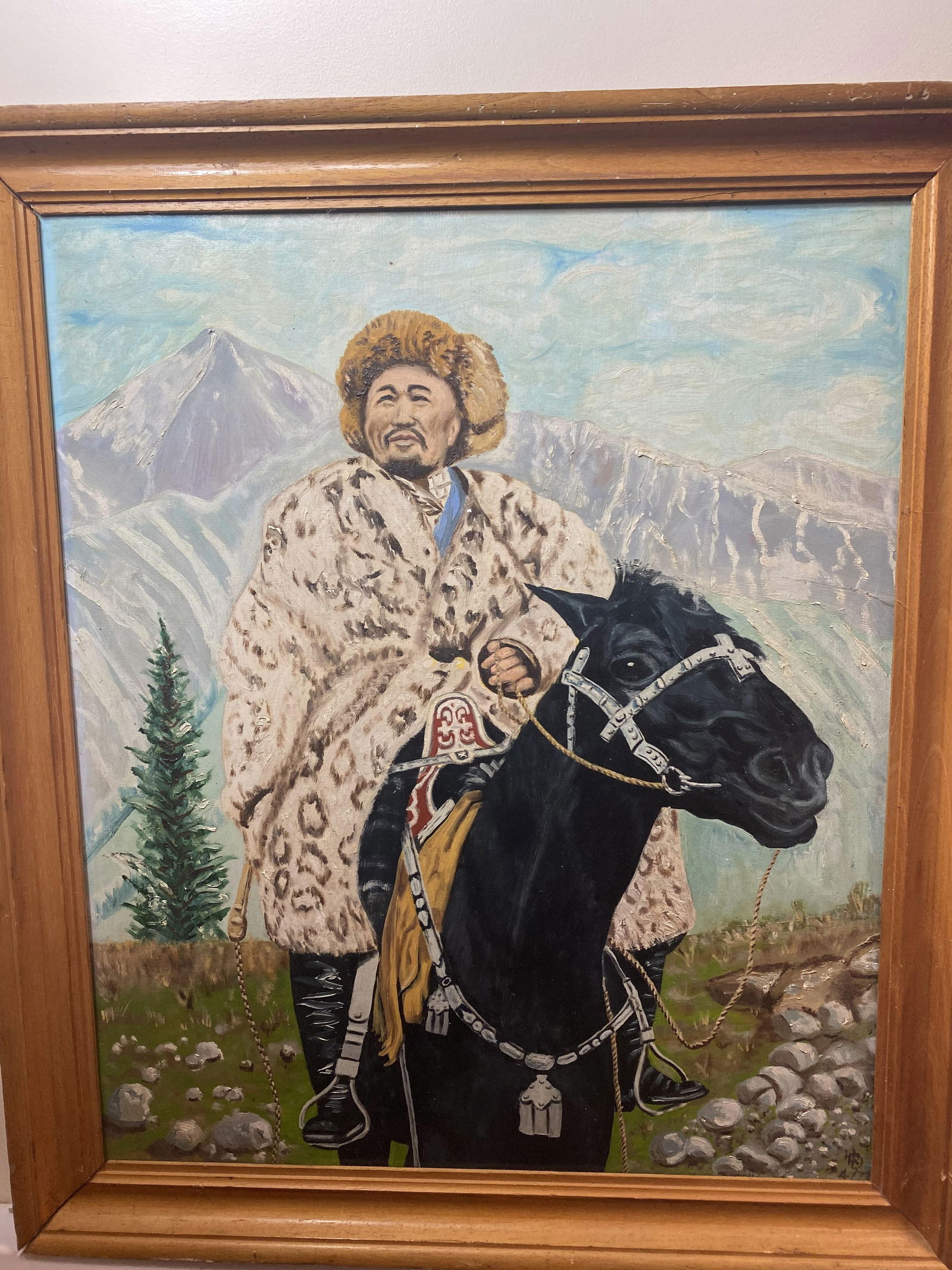 Reuben Braithwaite Qali Beg - a Kazakh Chief Proudly 1954: Reuben Braithwaite - Qali Beg- a Kazakh Chief Proudly 1954- Signed and Dated. Oil painting on hardboard