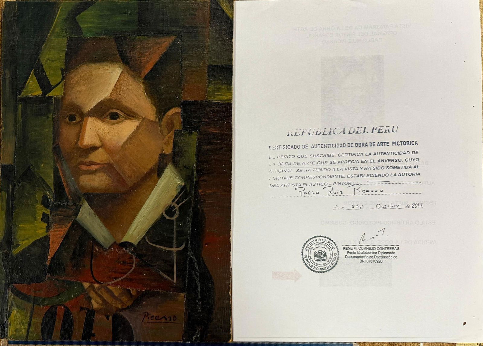 Picasso (Attributed), Original Hand Signed, oil painting, - 3