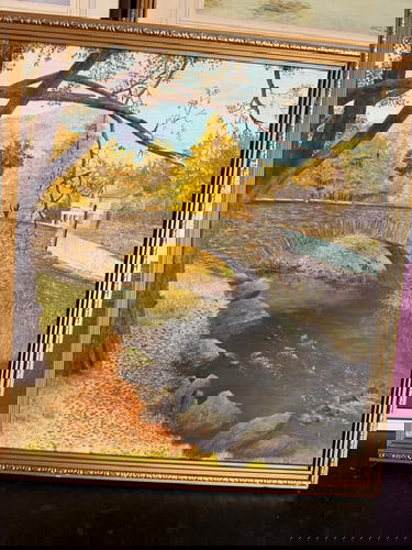 J. S. Jones, The Bridge, Oil Painting,: J. S. Jones, The Bridge, Oil Painting, 