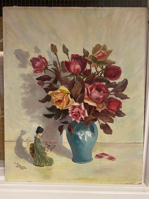 Original Oil Painting On Hardboard By M. Bletcher, Signed and Dated 1961: Original Oil Painting On Hardboard By M. Bletcher, Signed and Dated 1961
