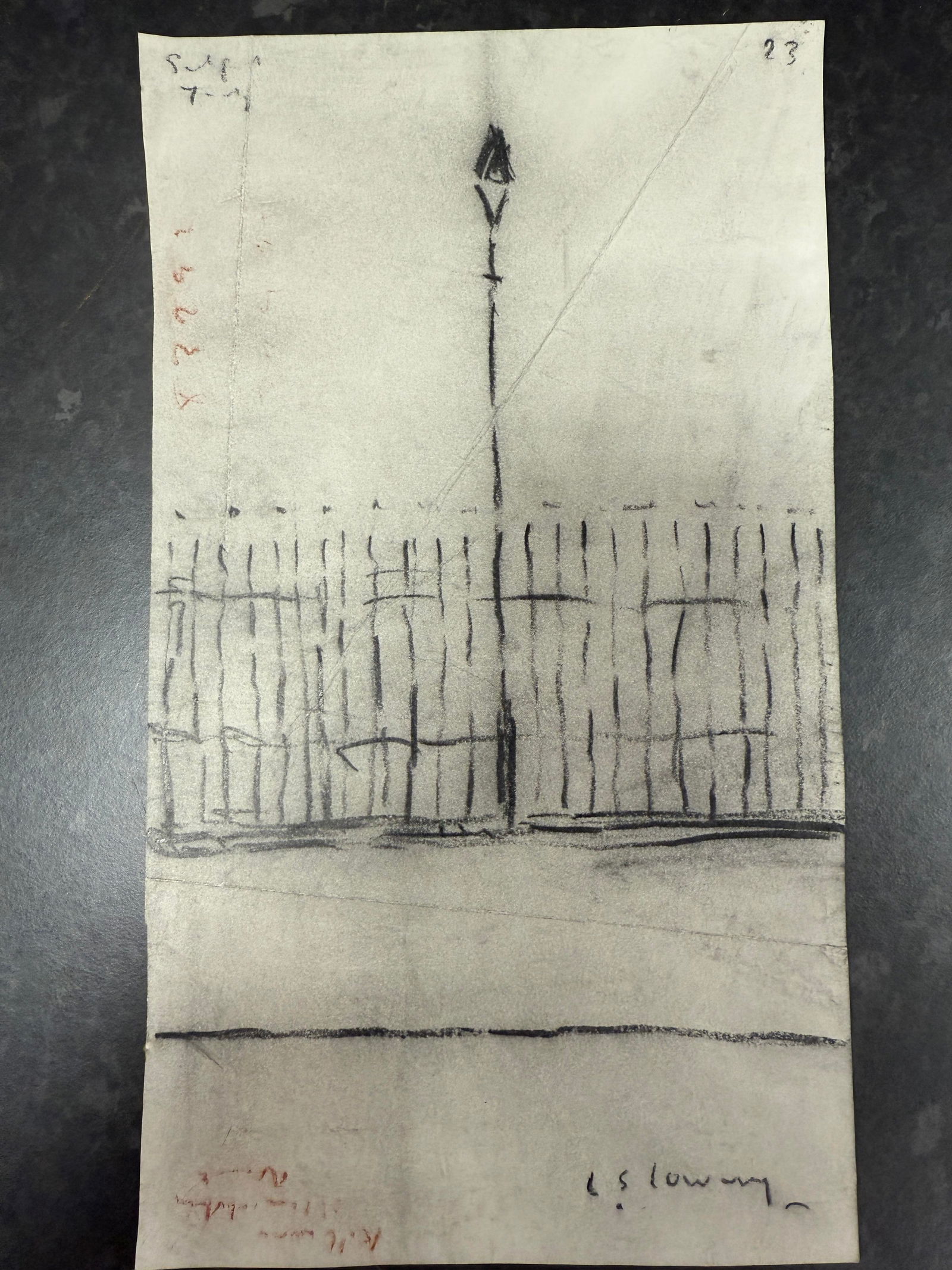 Lowry, Original, Drawing, Rare, Hand Signed and dated,: Lowry, Original, Drawing, Rare, Hand Signed and dated, Since this artwork is missing the full Providence, this lot is sold in the manner of the artist, (Attributed) sold as attributed to t