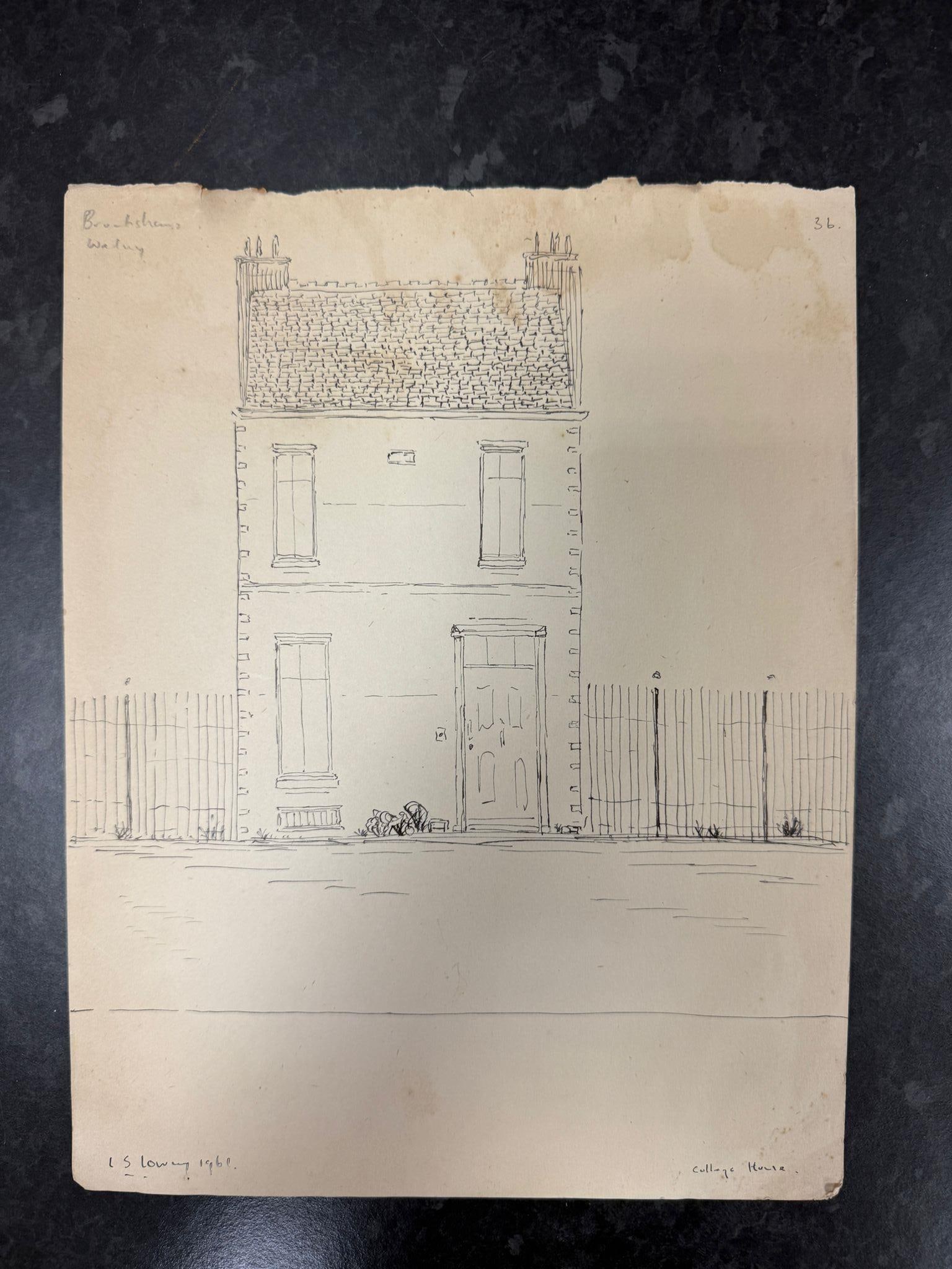 Laurence Stephen Lowry, 1962, Original, Drawing, Hand Signed, Rare, - 2