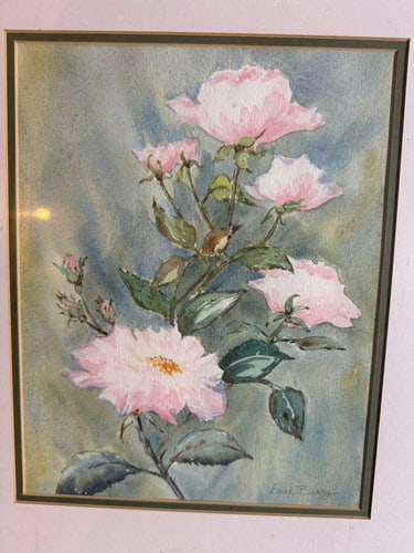 Watercolour Painting of Pink Roses, Signed By The Artist Faith Berry. - 3