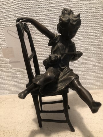 Franz Iffland (German, 1862-1935) Original Bronze of Girl, Signed Stamp, Sealed,: Franz Iffland (German, 1862-1935) Original Bronze of Girl, Signed Stamp, Sealed, 