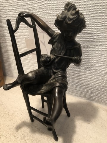 Franz Iffland (German, 1862-1935) Original Bronze of Girl, Signed Stamp, Sealed, - 2