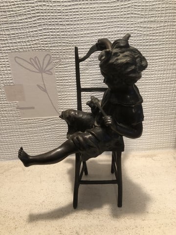 Franz Iffland (German, 1862-1935) Original Bronze of Girl, Signed Stamp, Sealed, - 3