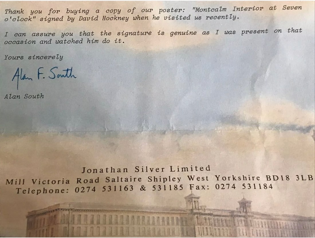 David Hockney, Original Exhibition Poster, 1853 Gallery, Signed With Latter of COA, - 5