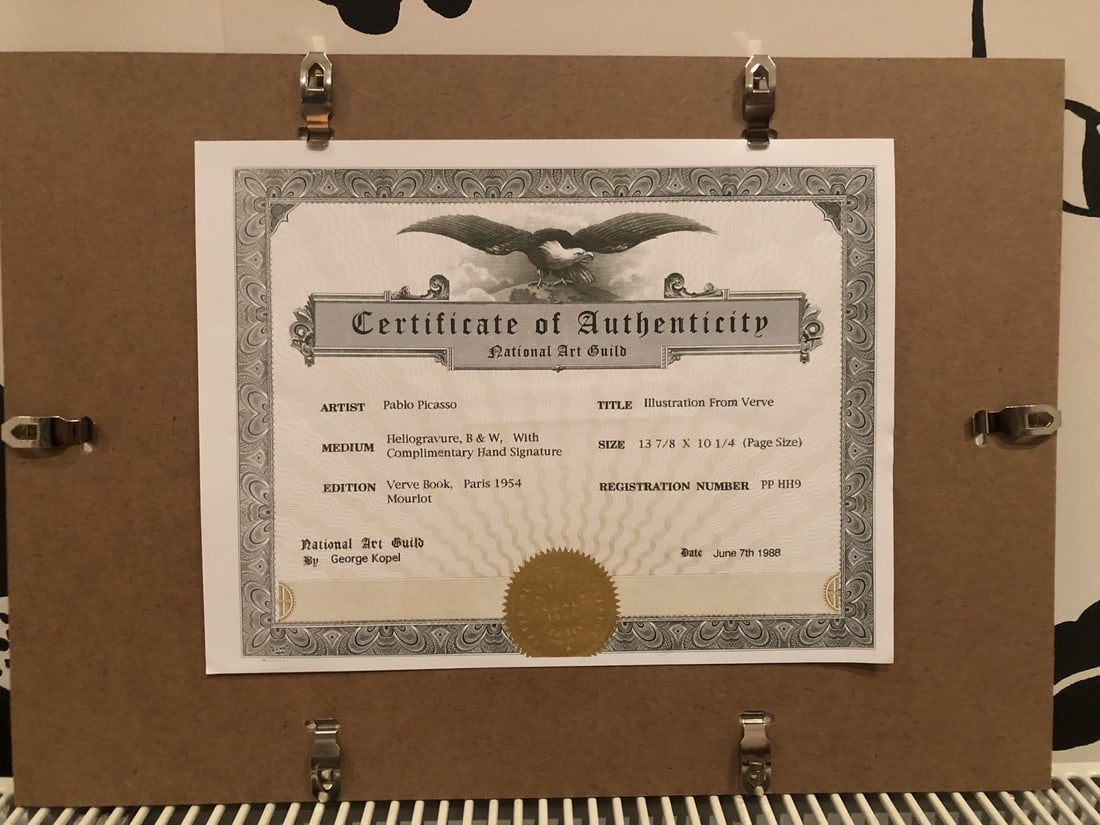 Picasso, Original, Artwork Print, Hand Signed and Dated, Seal, Stamp, Coa, - 4