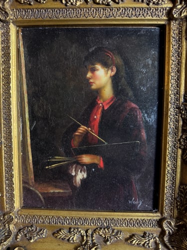 Berthe Morisot, Painting of a Woman Artist, Original, Signed, - 2