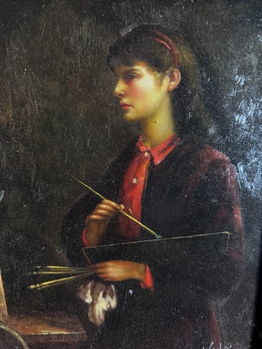 Berthe Morisot, Painting of a Woman Artist, Original, Signed, - 3