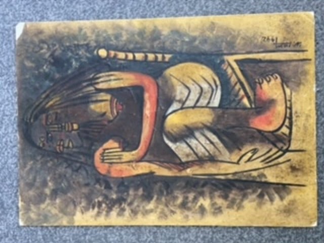 Wifredo Lam (After) Original Oil Painting, Signed, Dated, Seal, COA - 2