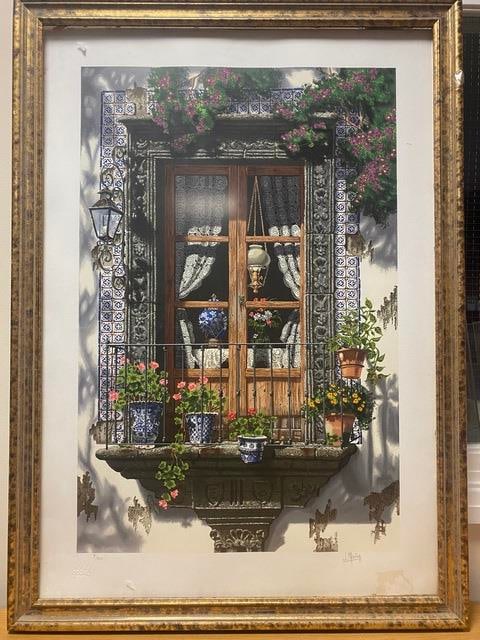 Juan Medina """"La Ventana"""" serigraph .Original Limited Edition: Juan Medina "La Ventana" serigraph Limited Edition Print Signed and Numbered In Pencil, Original hand signed and numbered serigraph on paper; Image size 32" x 21",