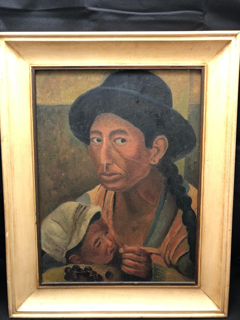 Unknown Artist, Original Oil Painting, On hardboard, Vintage, Signed,: Unknown Artist, Original Oil Painting, On hardboard, Vintage, Signed, Size with frame- 65cm x 50cm