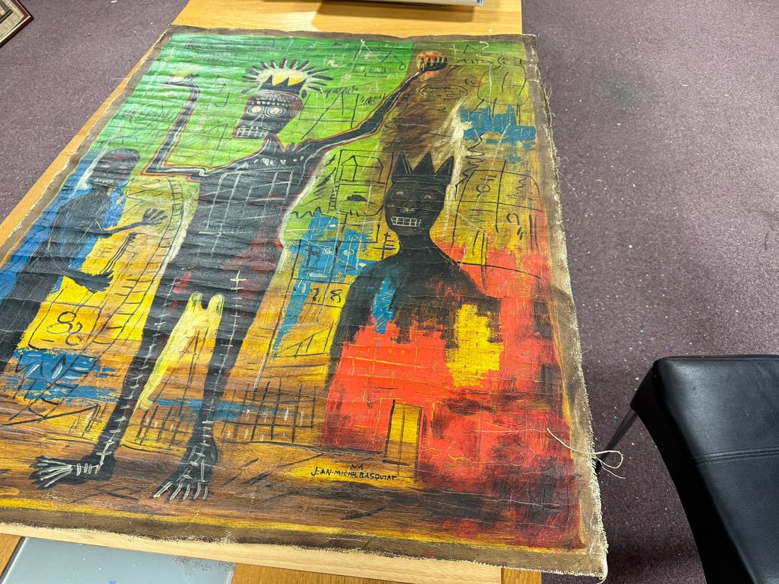 Jean Michel Basquiat, (In the manner of), Oil Painting A tribute, Painting Rare - 2