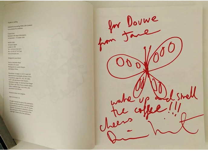 Damien Hirst, Butterfly Drawing, Signed Original Book, Coa,: Damien Hirst, Butterfly Drawing, Signed Original Book, We have to Confirm that there are no independent specialist reports or technical analyses supporting the attribution, We encourage bidders to req