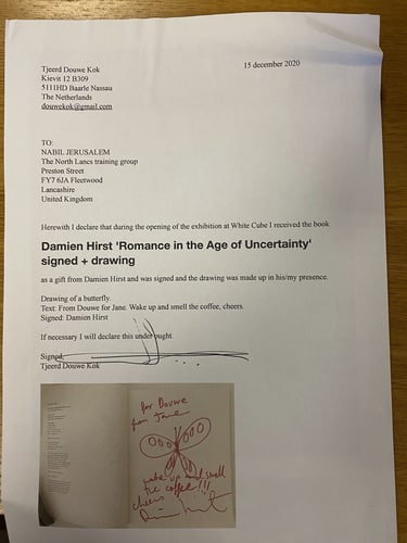 Damien Hirst, Butterfly Drawing, Signed Original Book, Coa, - 5