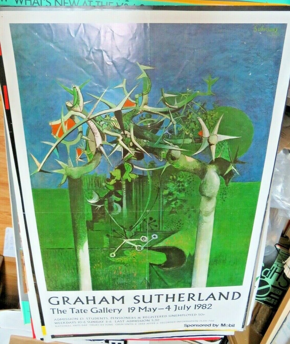 Graham Sutherland - Original 1982 Poster, Plate Signed,: Graham Sutherland - Original 1982 Poster, Plate Signed, Original poster from the 1982 Tate Gallery Exhibition Good Condition Dimensions 31.5 x 16 x 1 in 