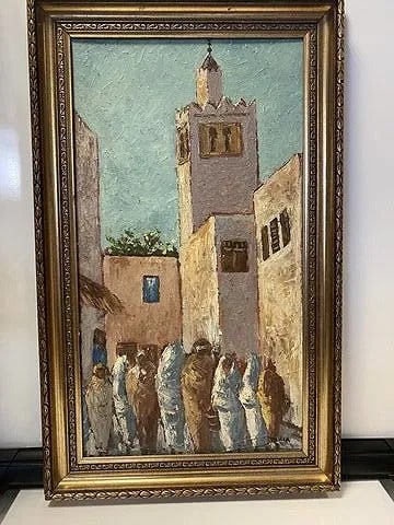 Original Oil Painting On Hardboard. Signed, Yahia: Original Oil Painting On Hardboard. Signed, Yahia