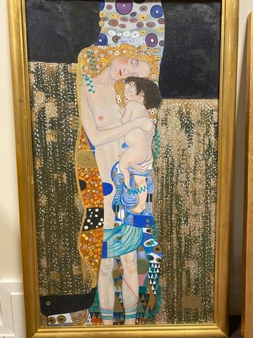 Gustav Klimt, (After) The Three Ages of Woman, Original Oil Painting,: Gustav Klimt, (After) The Three Ages of Woman, Original Oil Painting,