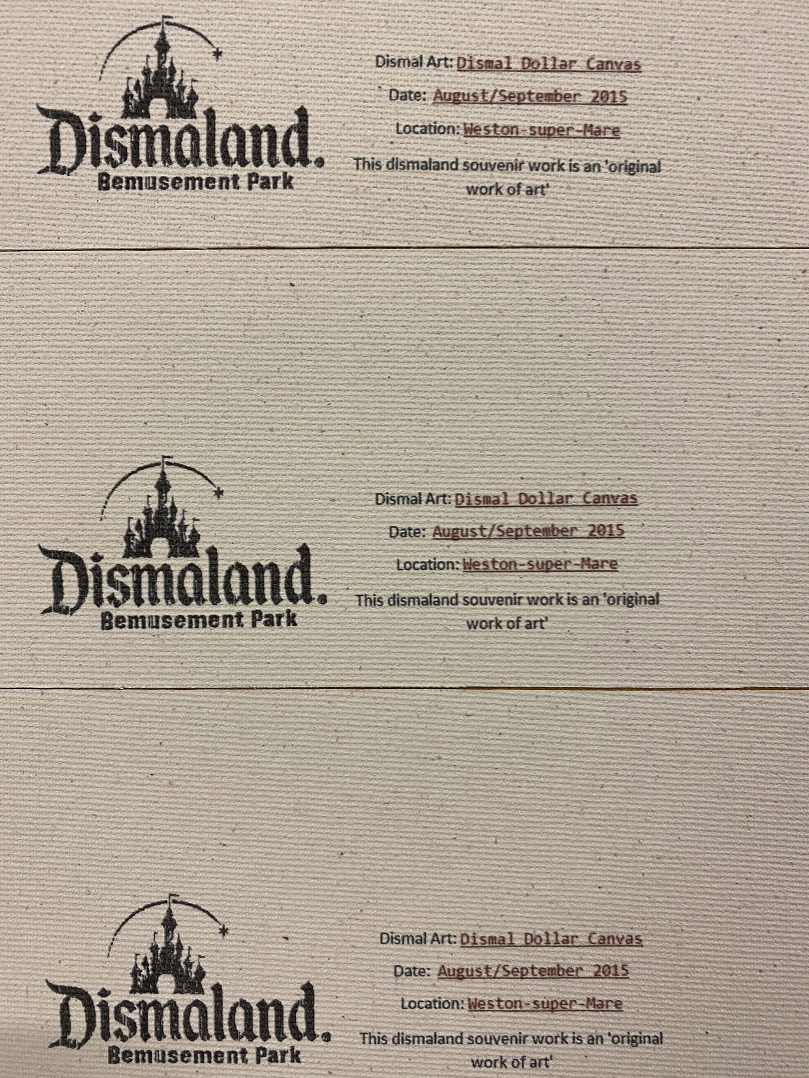 Banksy, Set of 10 Dismal Dollar Canvas Banknotes 2015 - 20