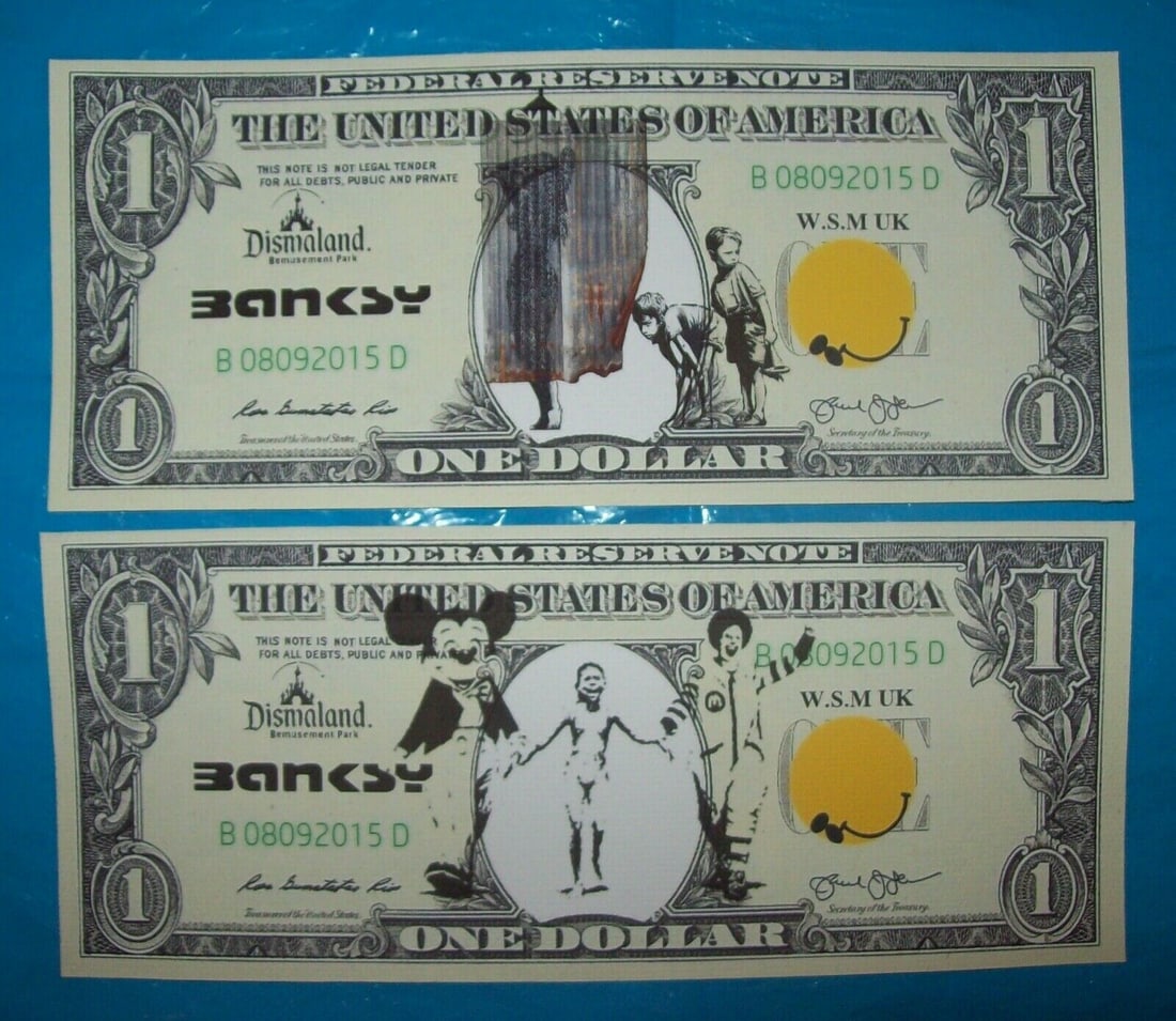 Banksy, Set of 10 Dismal Dollar Canvas Banknotes 2015 - 3