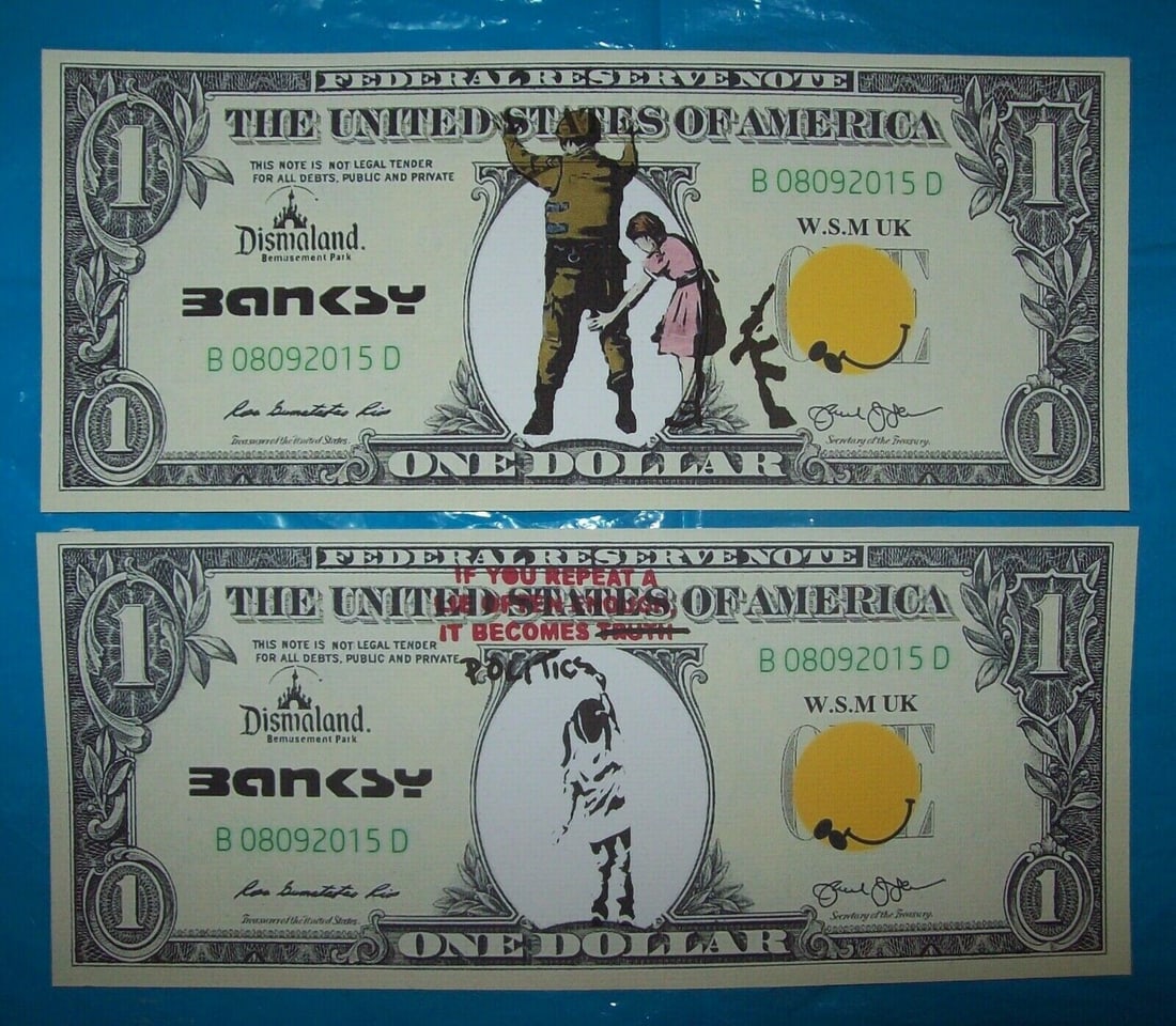 Banksy, Set of 10 Dismal Dollar Canvas Banknotes 2015 - 5