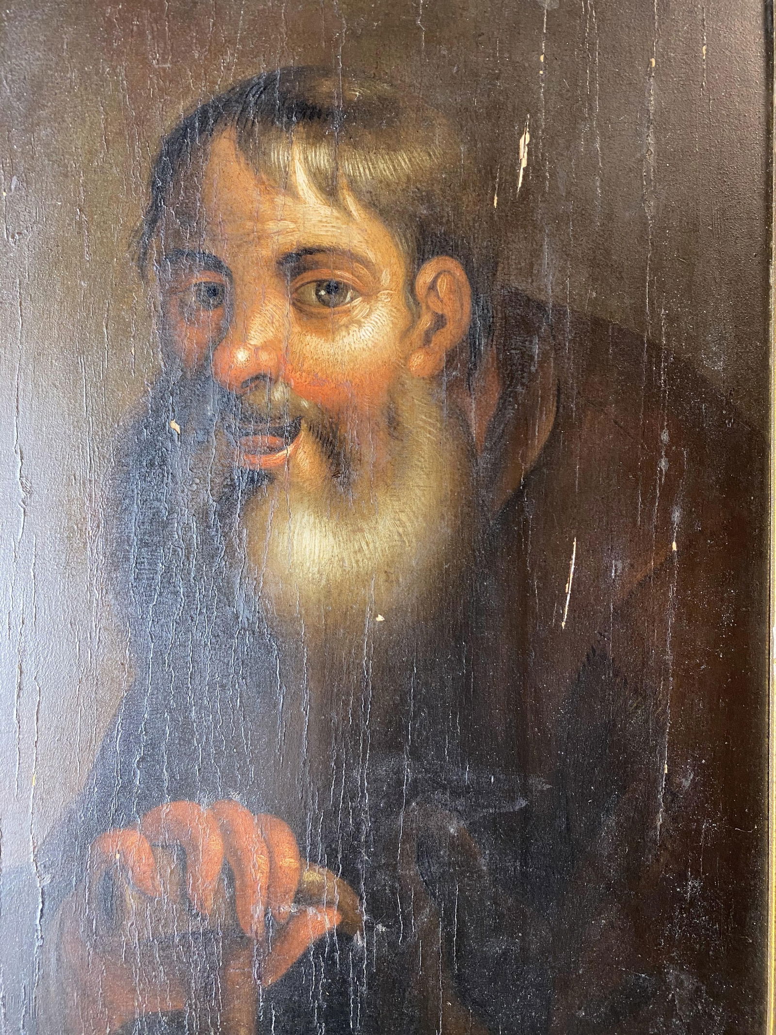 Original Oil Painting On Wood Art Signed, Seal, - 2