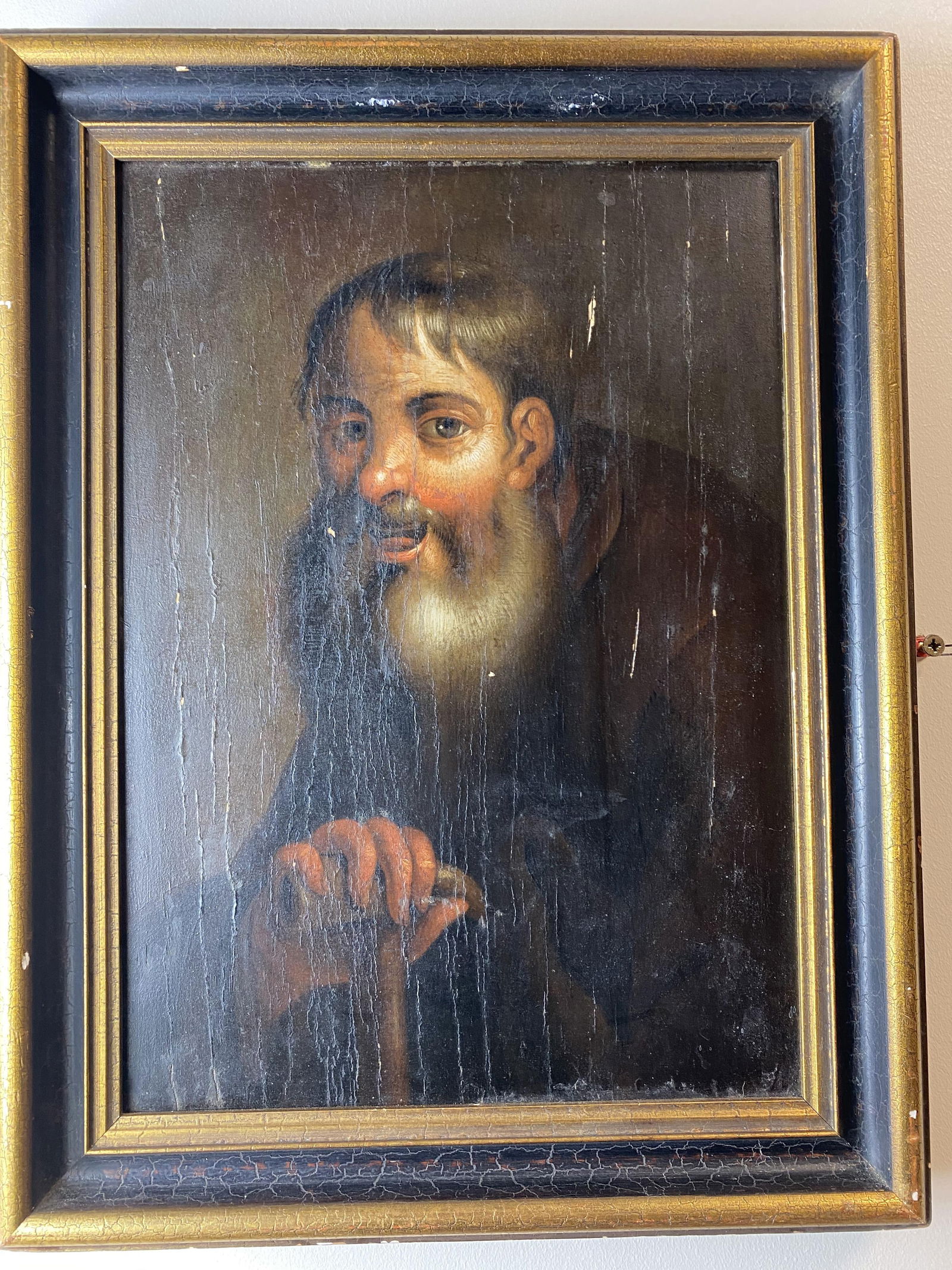 Original Oil Painting On Wood Art Signed, Seal, - 3