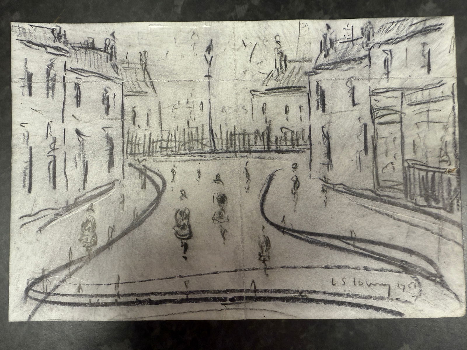 Laurence Stephen Lowry, 1961, Original, Drawing, Rare, Hand Signed and dated,: Laurence Stephen Lowry, 1961, Original, Drawing, Rare, Hand Signed and dated, Lost Art Collections. L.S.Lowry “Lost Treasure” Part of the history of the artists Lowry As most of