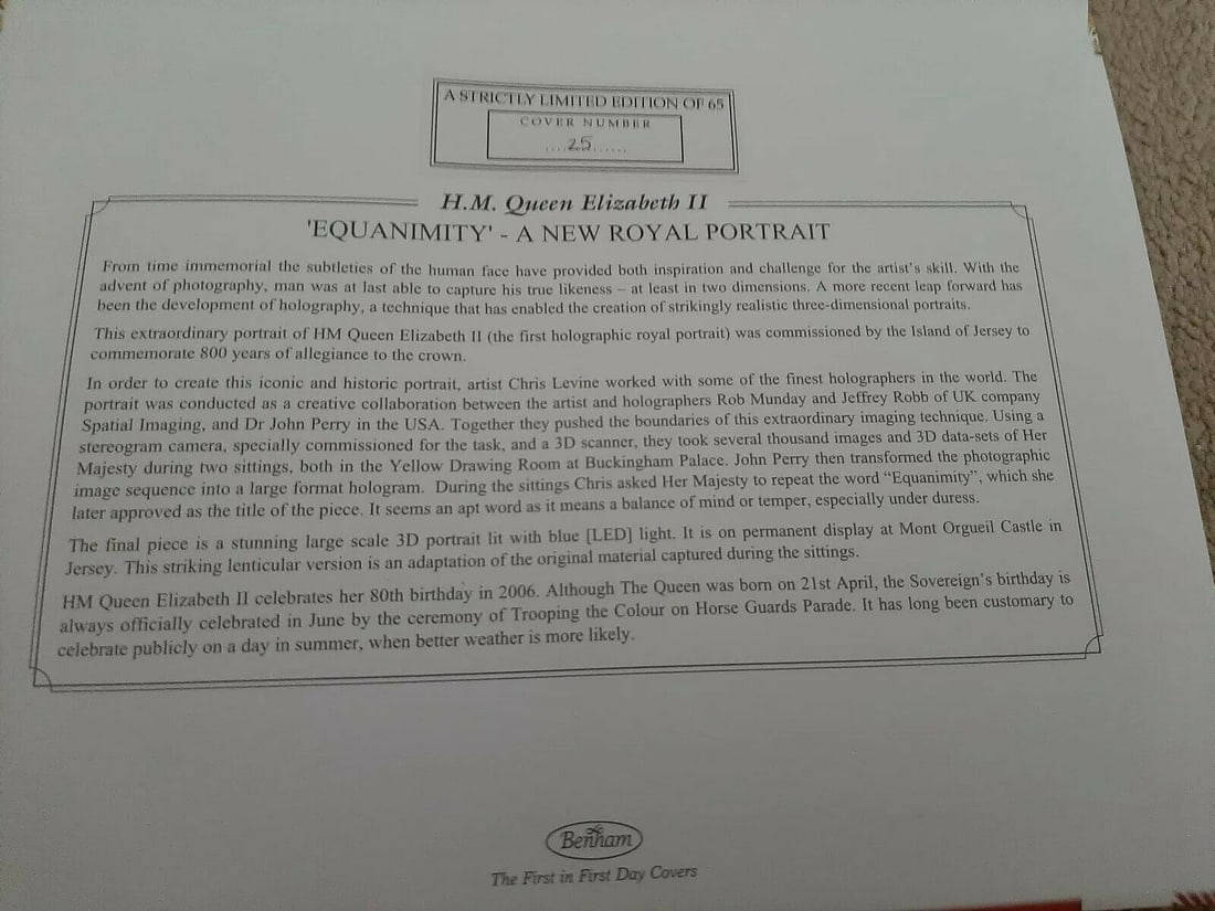 Chris Levine Signed Benham First Day Cover 2006 - 2