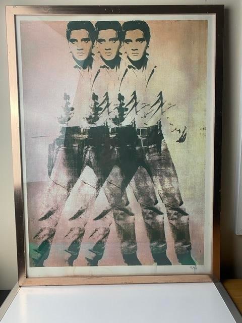 Andy Warhol, ((In the manner of) Elvis Artwork Limited Edition Print, sealed, Stamped,: Andy Warhol, (After) Elvis Artwork Limited Edition Print, sealed, Stamped, We have to Confirm that there are no independent specialist reports or technical analyses supporting the attribution, We