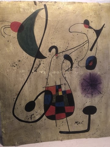Joan Miro,(In the manner of) Original Oil Painting, Signed, Seal - 2