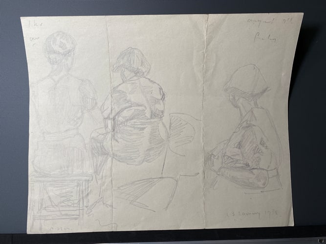 Laurence Stephen Lowry, 1938, Original, Drawing, Rare, Signed and dated, - 2