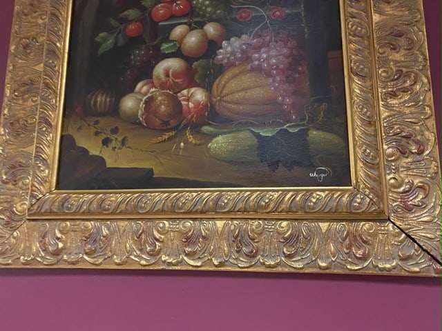 Oil Painting, Still Life with Fruit,Original Oil Painting Signed, Framed, - 2