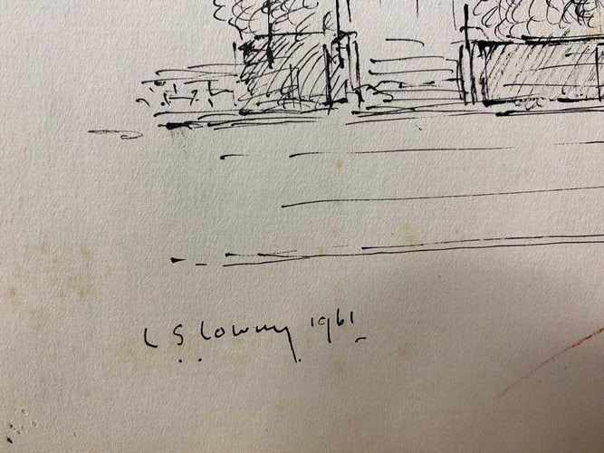 Laurence Stephen Lowry, 1961, Original, Drawing, Hand Signed, - 2