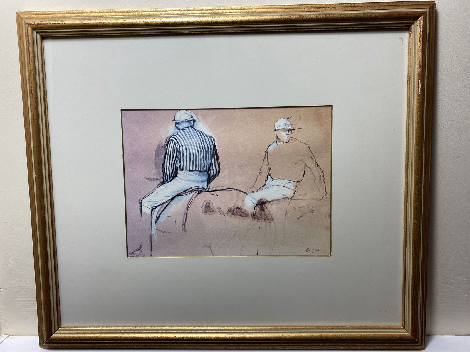 Edgar Degas, Two Man On Horses, Lithograph, Original, Printed Signature: Edgar Degas, Two Man On Horses, Lithograph, Original, Printed Signature. Condition Good Dimensions 48.5 x 39.5 cm 