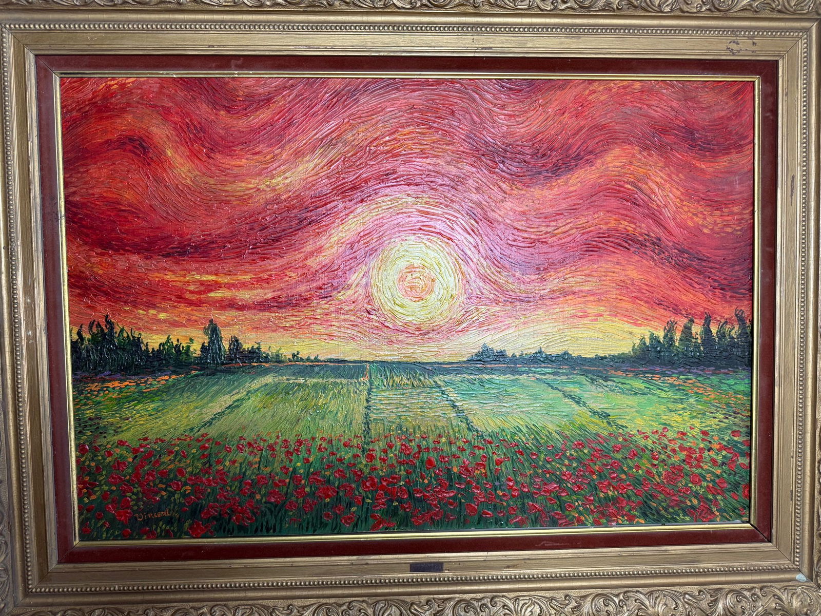 Vincent Van Gogh, (In the manner of) Oil Painting,Signed, Stamp,Wax Seal, Vintage, - 2