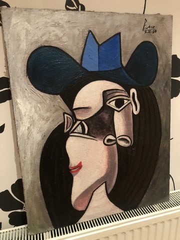 Picasso (In the manner of) Original, Oil Painting, Signed and Dated - 2