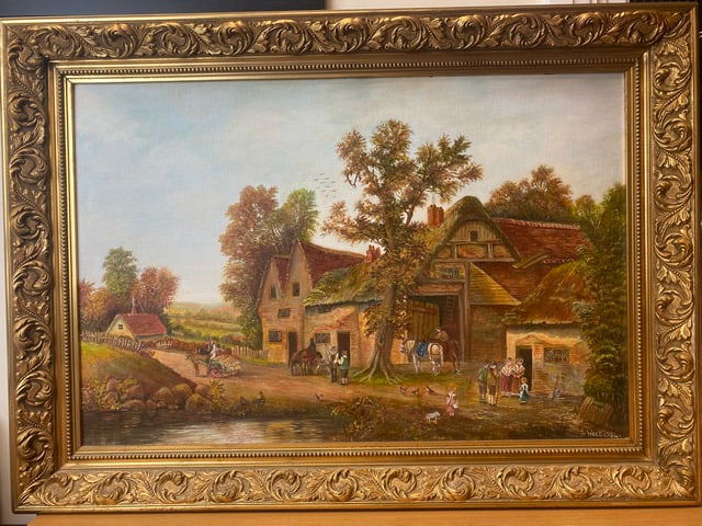 Oil Painting On Hardboard, Signed,: Oil Painting On Hardboard, Signed,