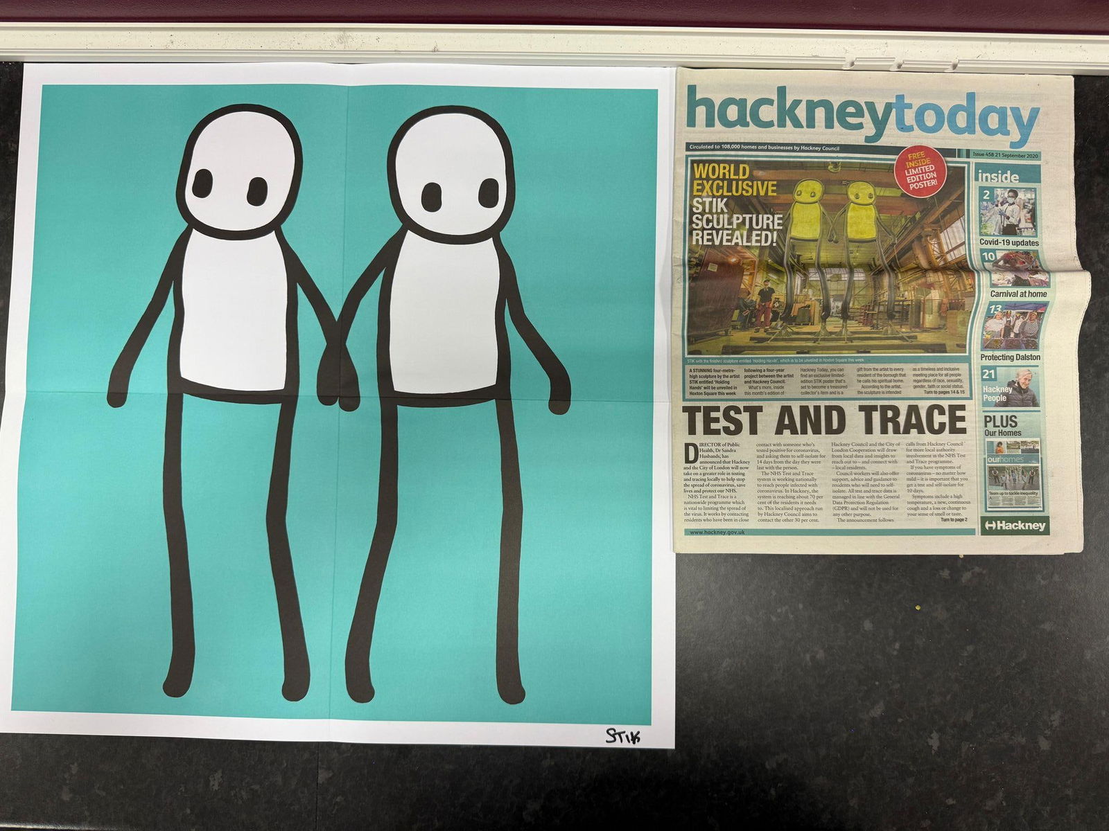 Stik, Original Holdings Hands, Green, Signed, Limited Edition, Hackney Today (1 of 1)