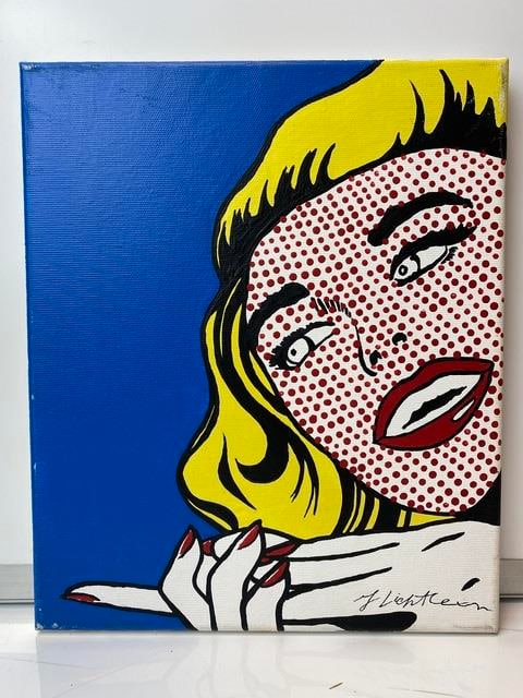 Roy Lichtenstein, (After) Original Vintage, Oil Painting, Signed,: Roy Lichtenstein, (After) Original Vintage, Oil Painting, Signed, No COA No documentation and only 25 years in provenance by one private Collection. Sold as attributed to the artist and you must do d