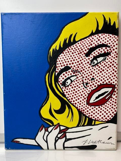 Roy Lichtenstein, (After) Original Vintage, Oil Painting, Signed, - 3