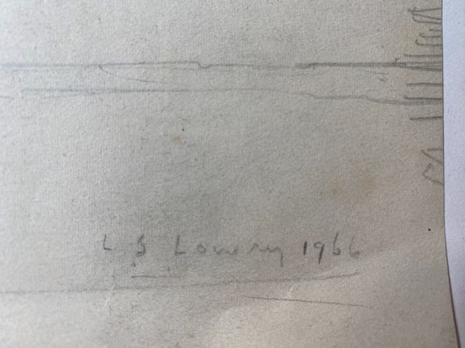 Laurence Stephen Lowry, 1966, Original, Drawing, Hand Signed, Rare, - 7